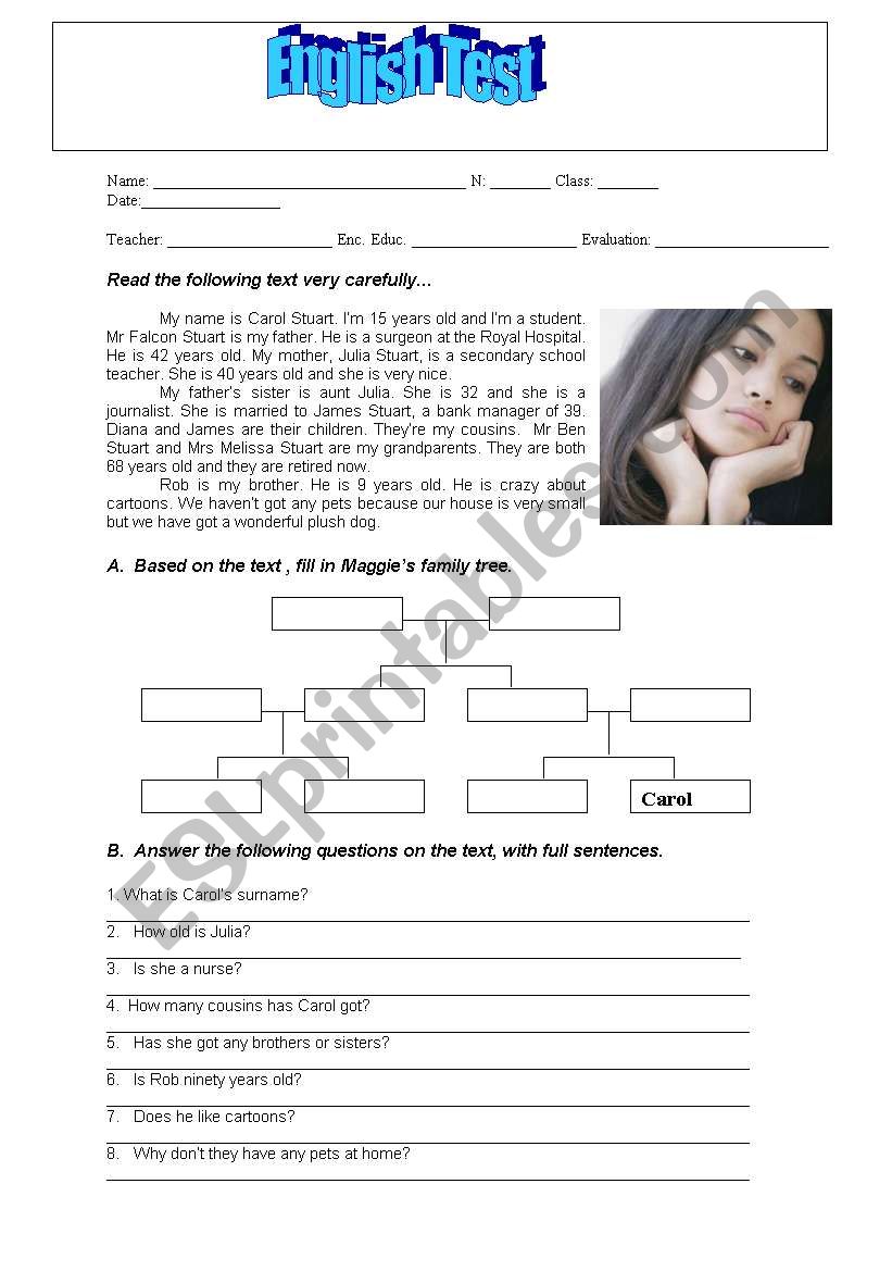 Family worksheet