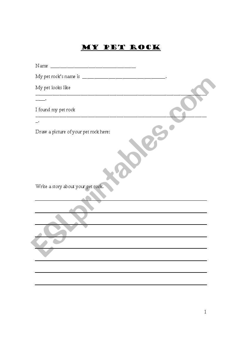 My pet rock story worksheet