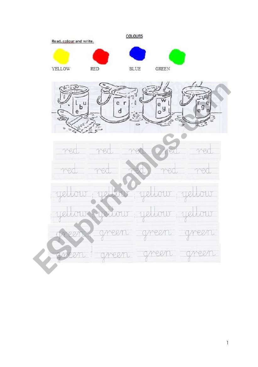read, colour and write worksheet