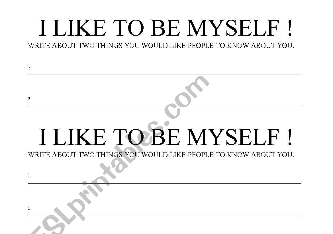 i like to be myself worksheet