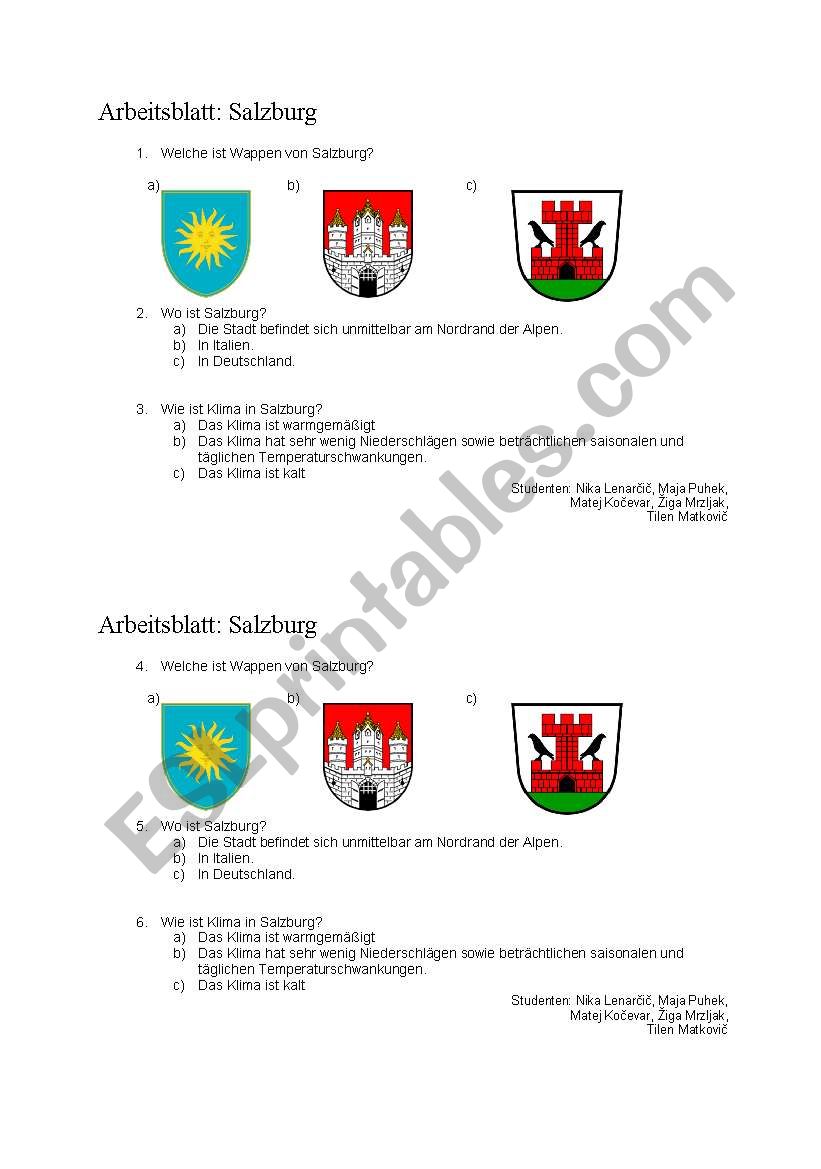 worksheet about salzburg worksheet