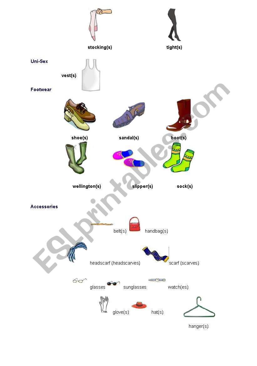 clothes and accessories worksheet