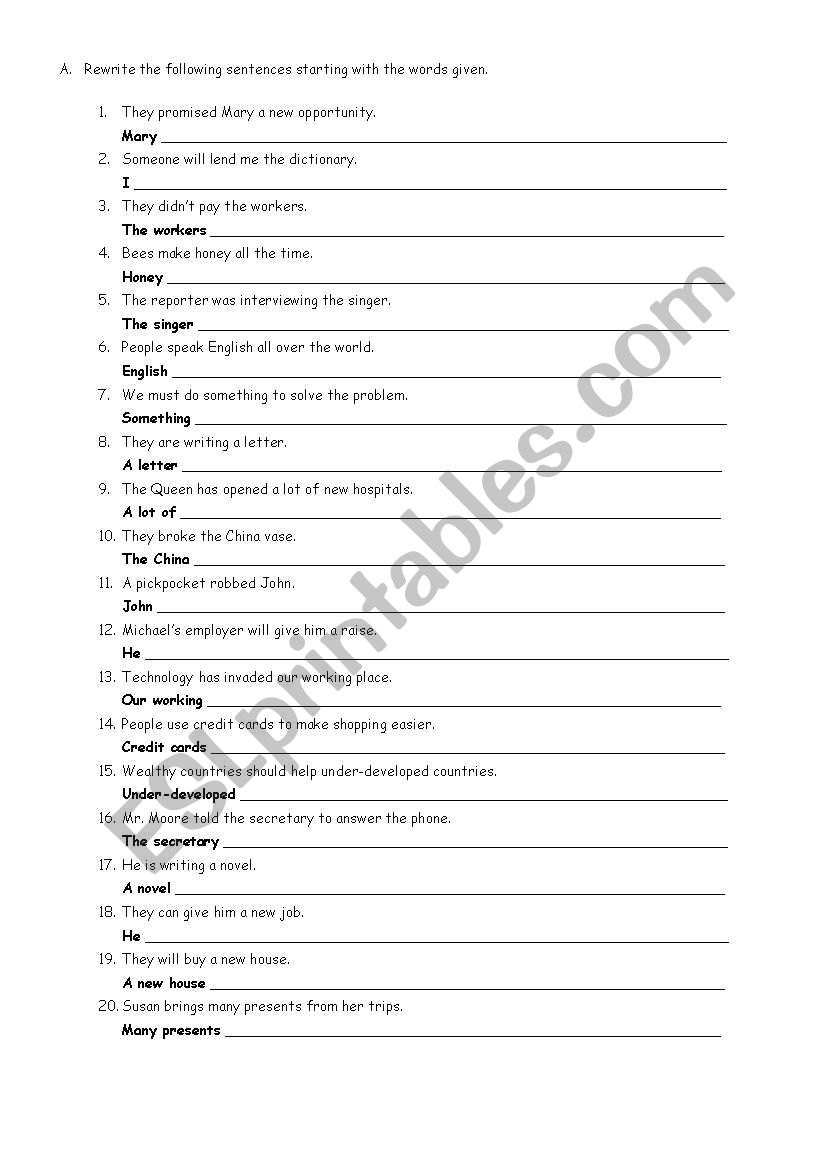 Passive Voice 3 worksheet