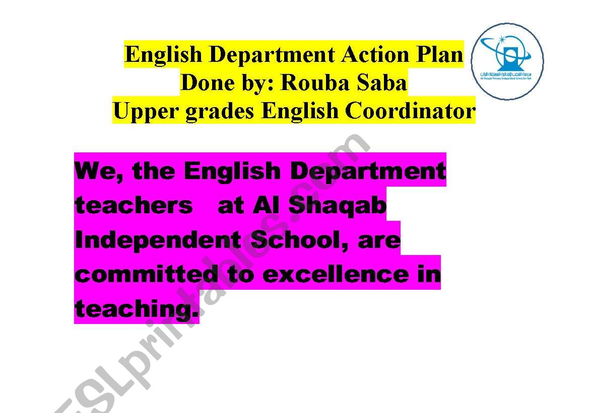 an action plan for an English department