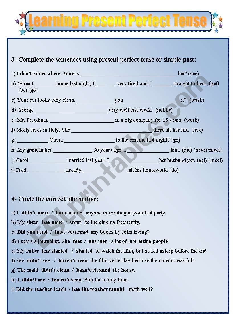 Learning Present  Perfect Tense