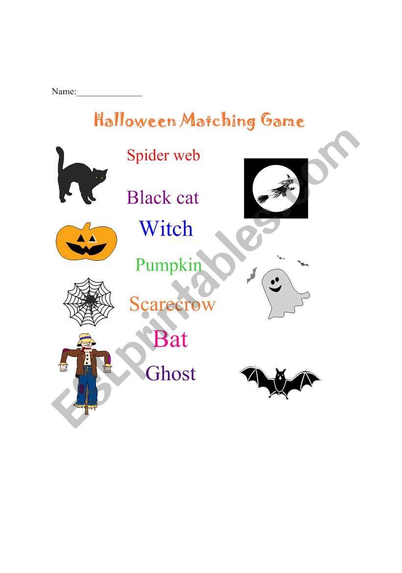 Halloween Matching Game worksheet