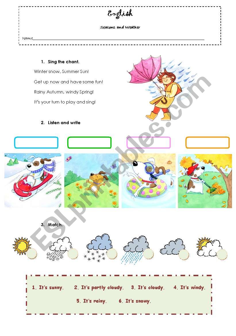 Seasons and Weather worksheet