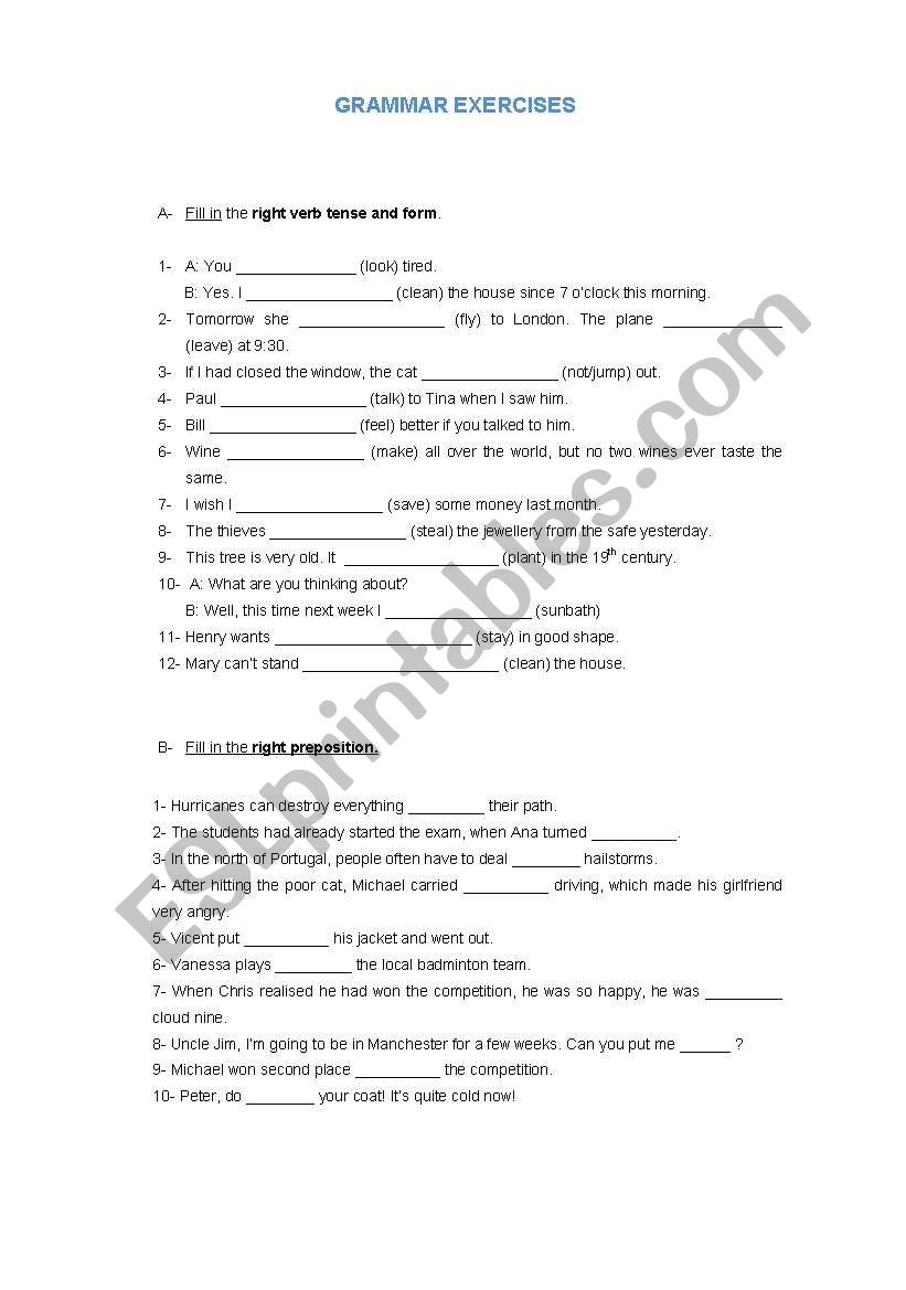 Grammar Exercises with Answer Key