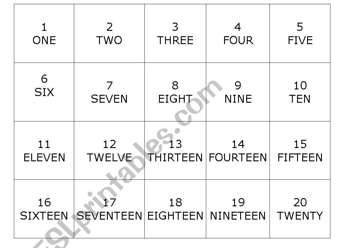 NUMBERS 1-100 worksheet