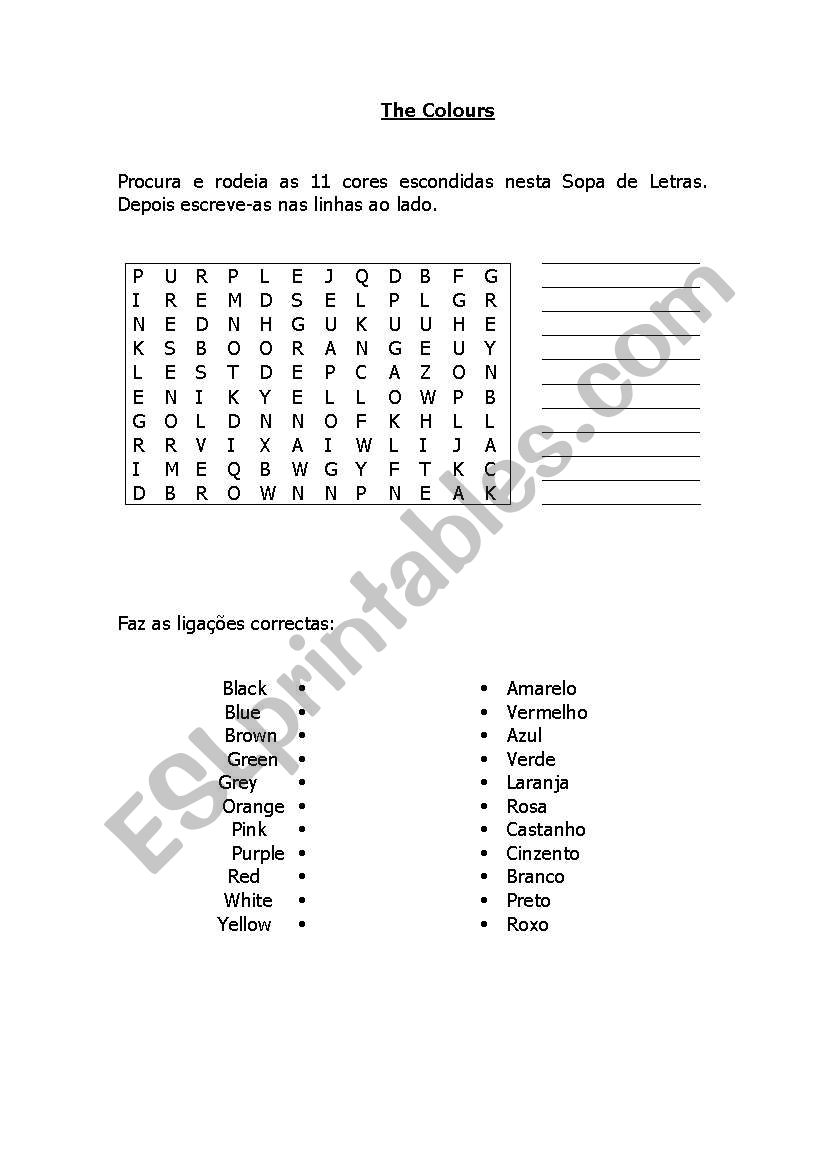 The Colours worksheet
