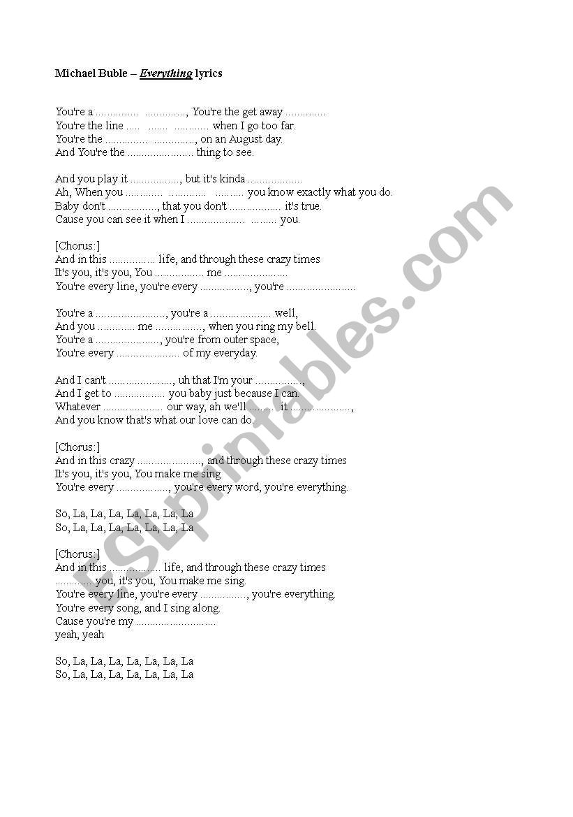 michael buble worksheet