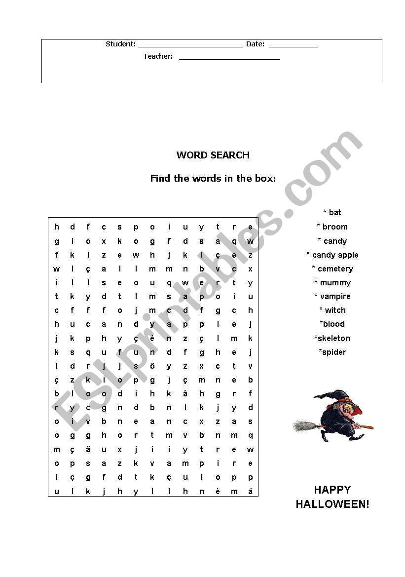 Halloween Word search worksheet