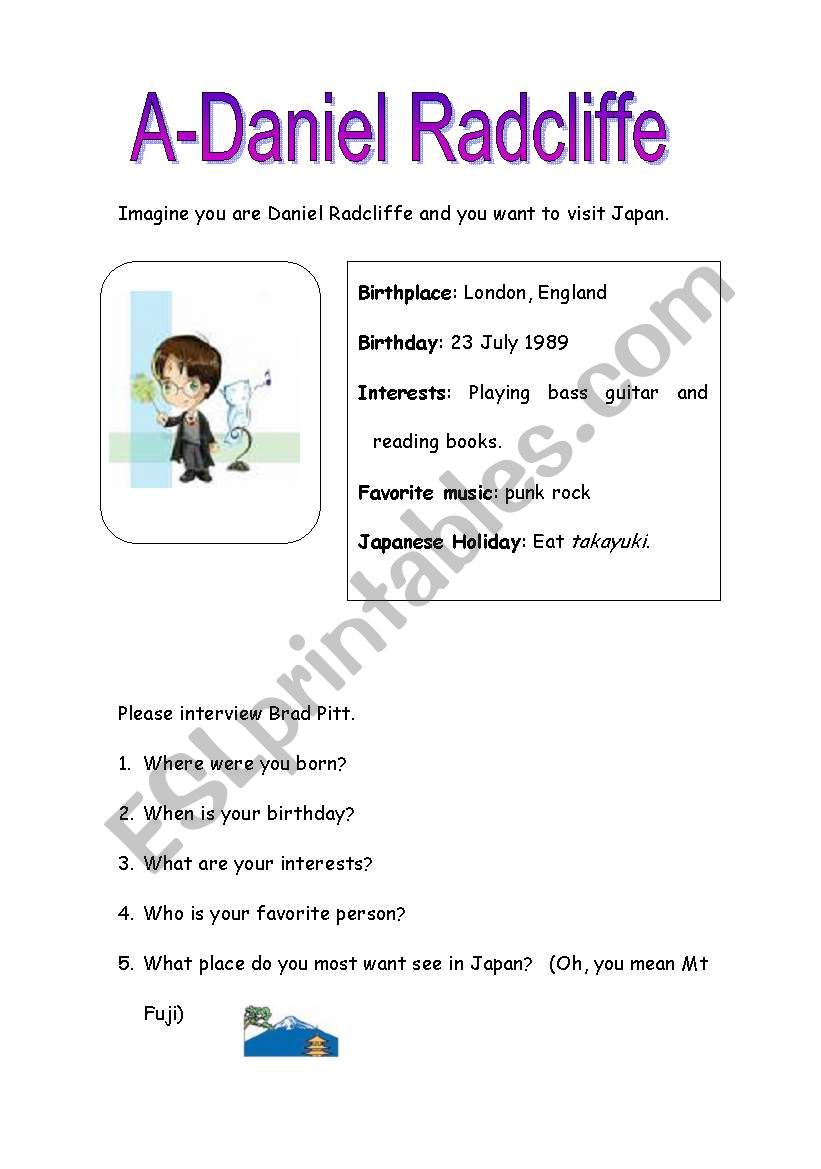 Celebrity Interview worksheet