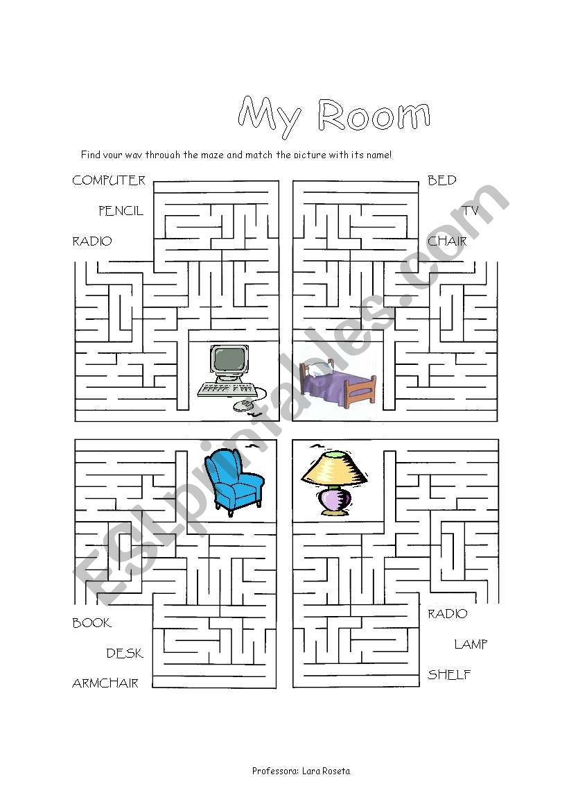 Room mazes worksheet