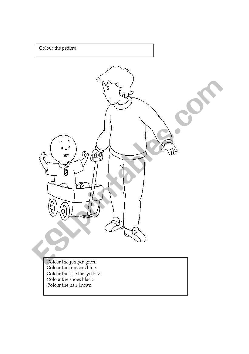 Colour the clothes worksheet