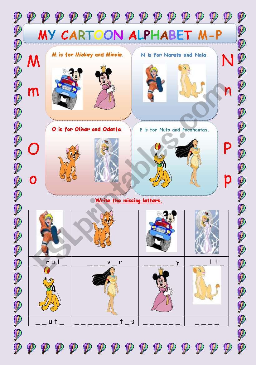 ALPHABET: CARTOON ALPHABET BOOK M-P