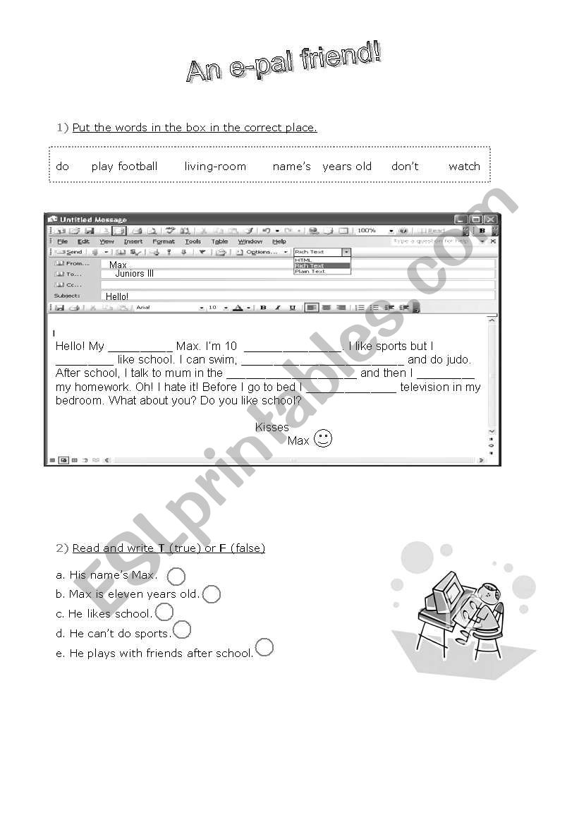 have an e-pal worksheet