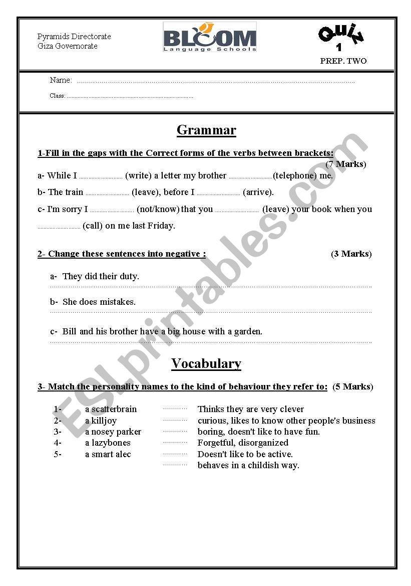 Test worksheet