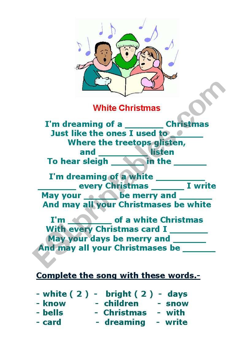 WHITE CHRISTMAS - SONG worksheet