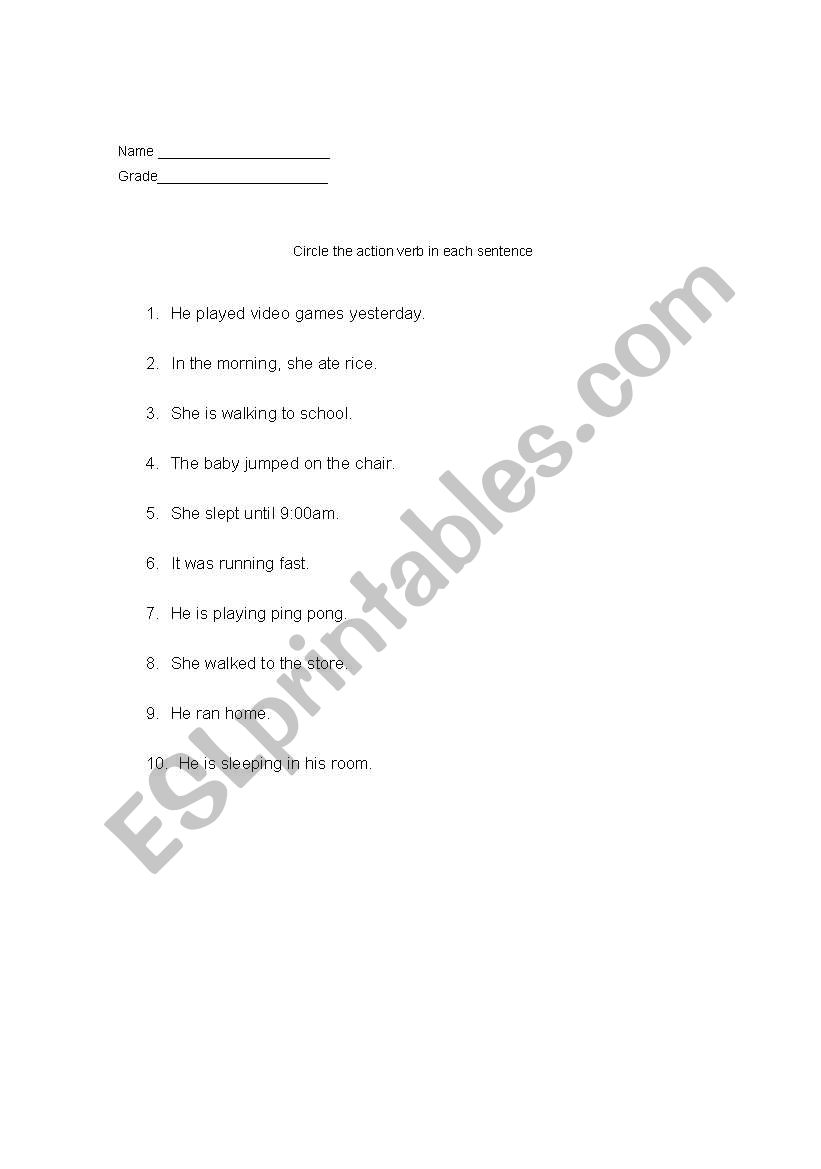 Verb Tenses worksheet