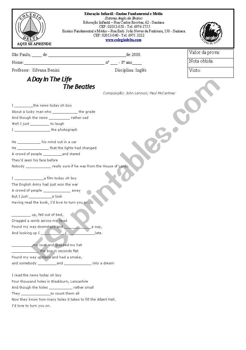 Song worksheet