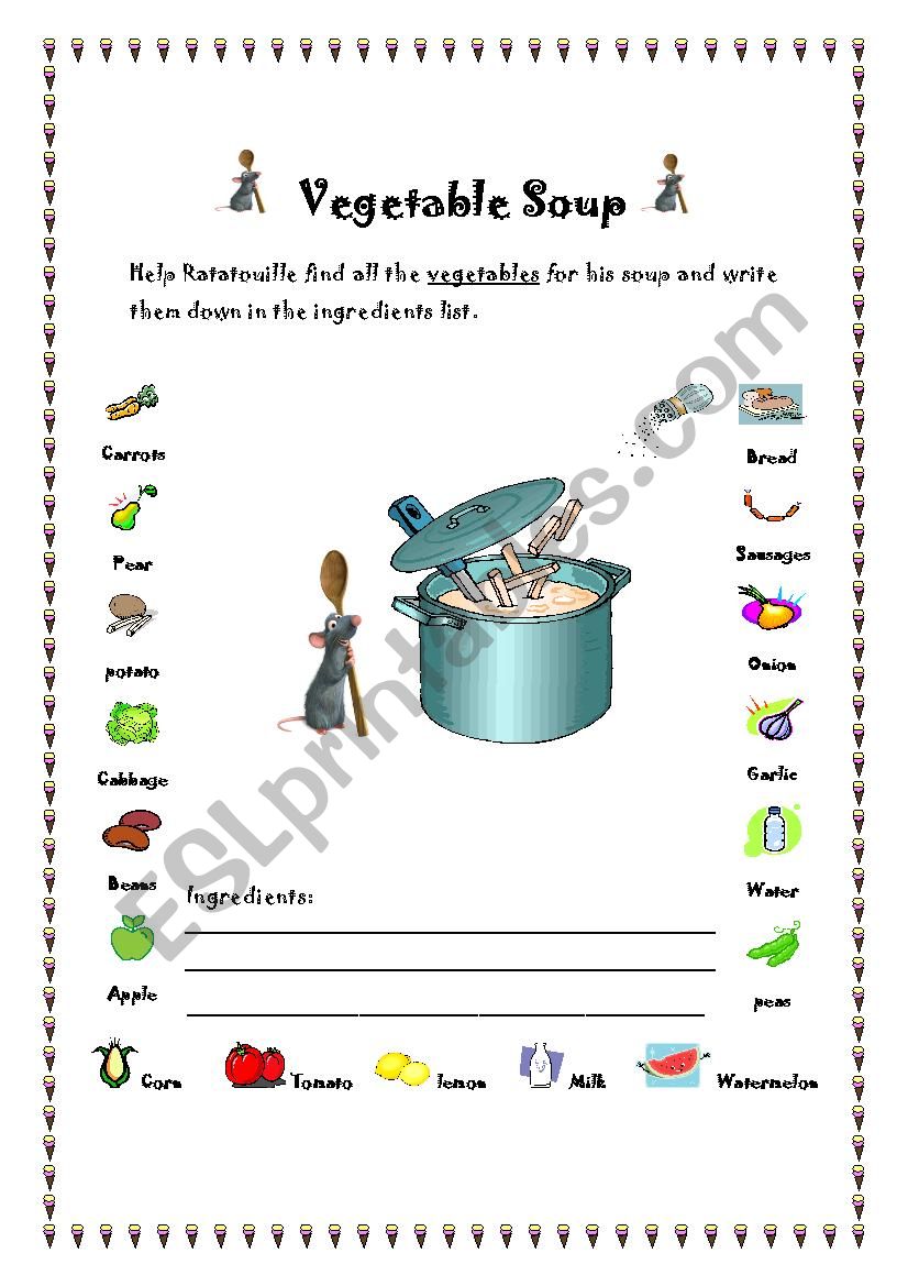 Ratatouille Soup! worksheet