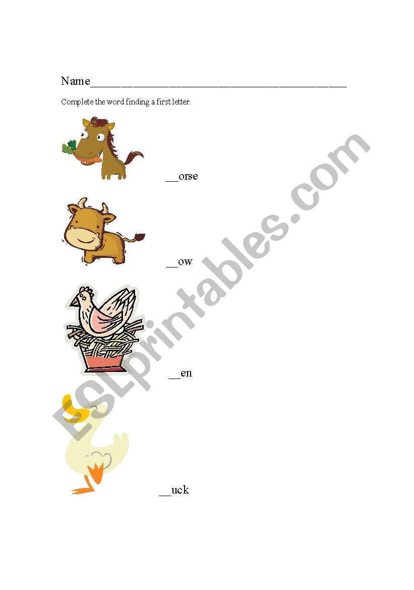 farm animals-missing first letter