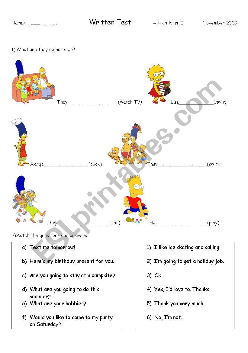 test -  4 pages. worksheet