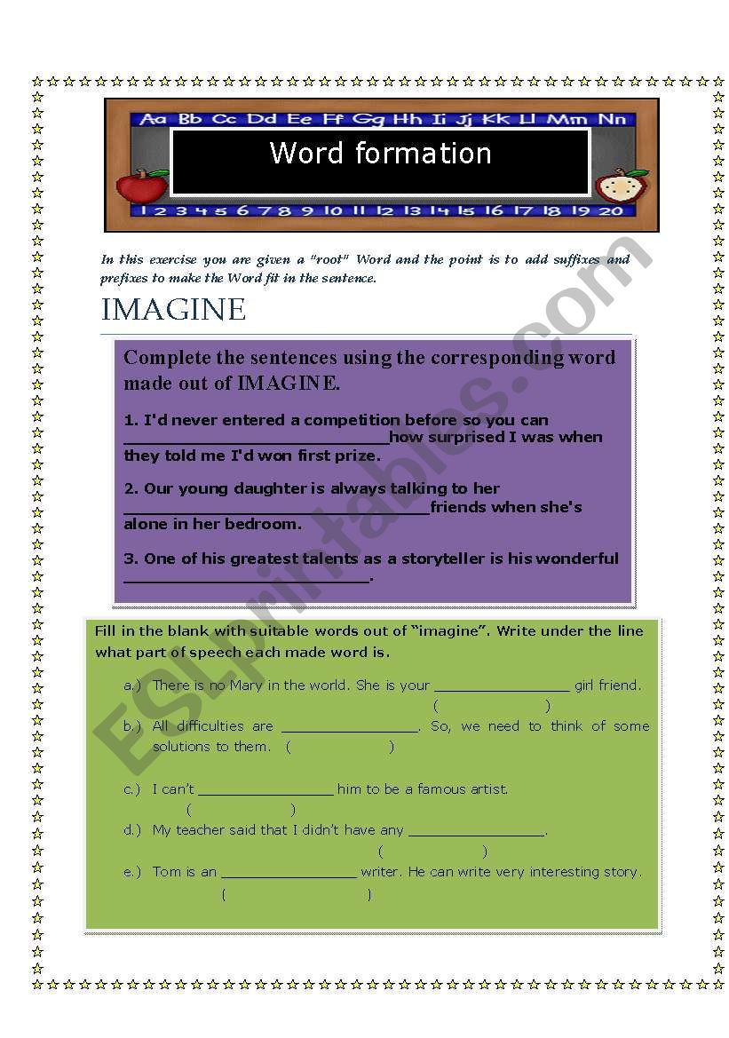 FCE WORD FORMATION worksheet