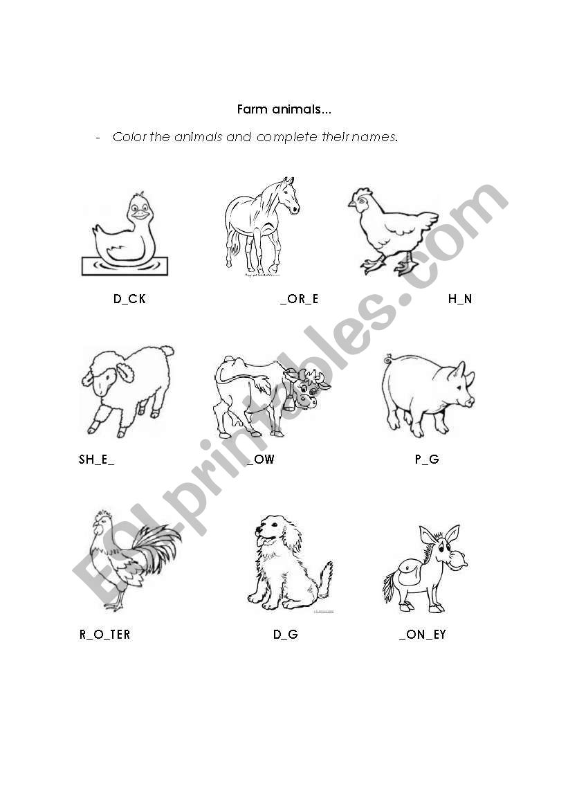 Farm animals worksheet