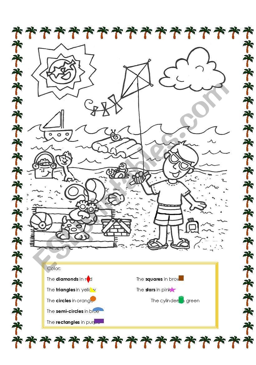 Shapes and colors with Blue worksheet