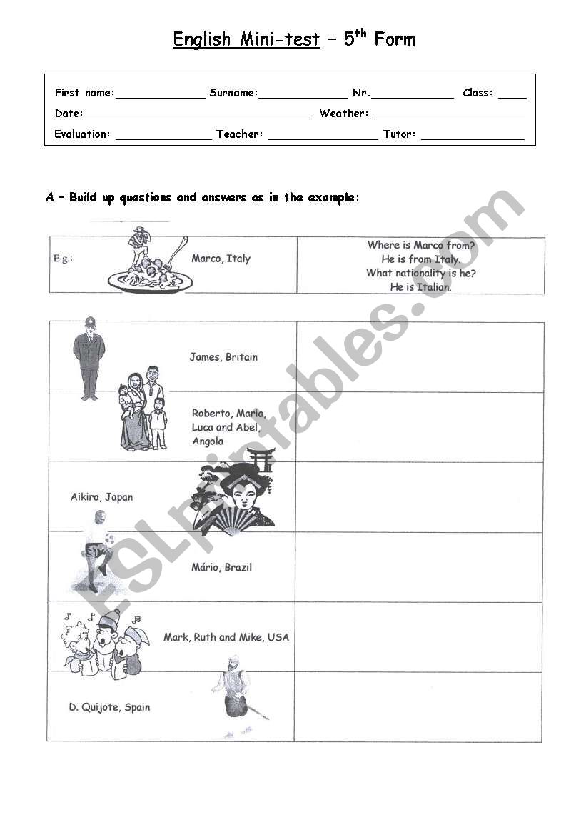 Mini-test - 5 Form_Nationalities
