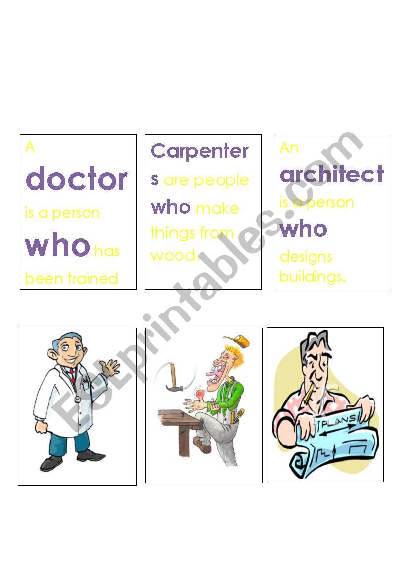 Jobs and Relative clauses Memory Game 1. 