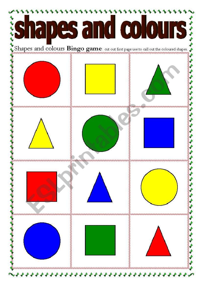 Shapes and colours Bingo  worksheet