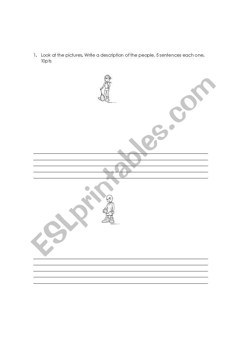 personal characteristics worksheet