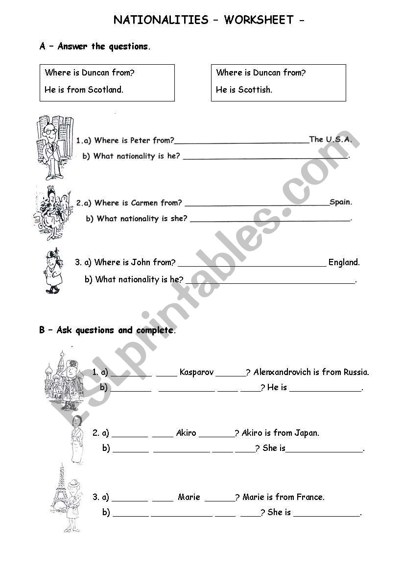 Countries and Nationalities worksheet