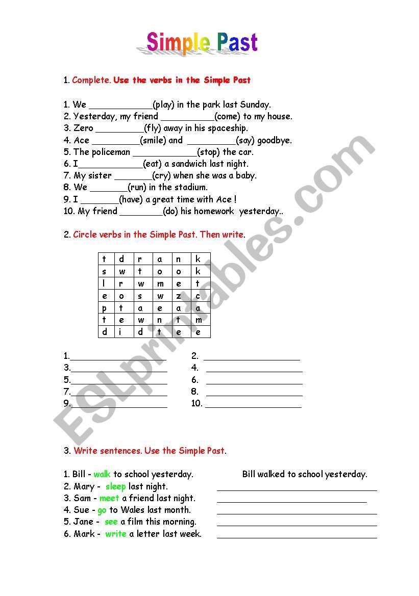 Past Simple (affirmative) worksheet