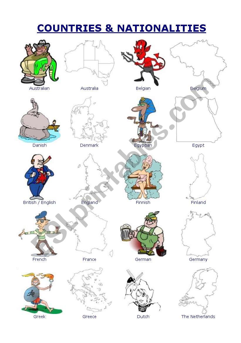 Countries and Nationalities - picture dictionary