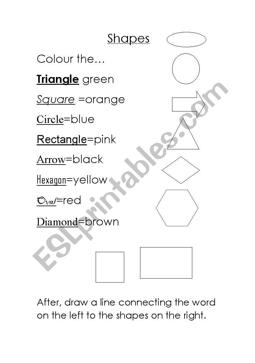 Shapes and colours worksheet