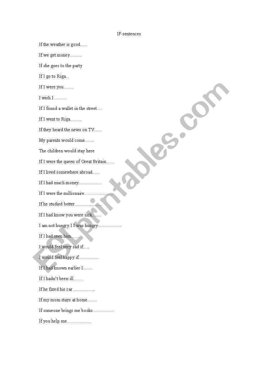 If-sentences worksheet