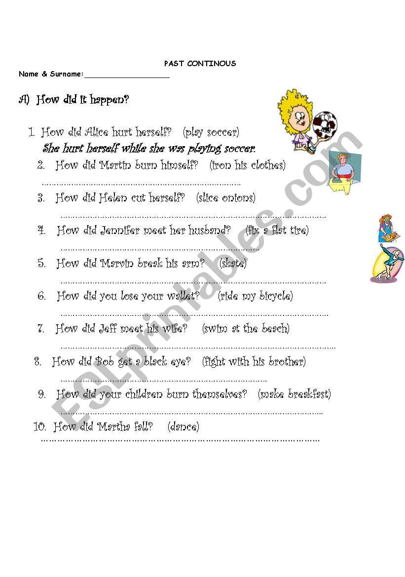 past continuous worksheet