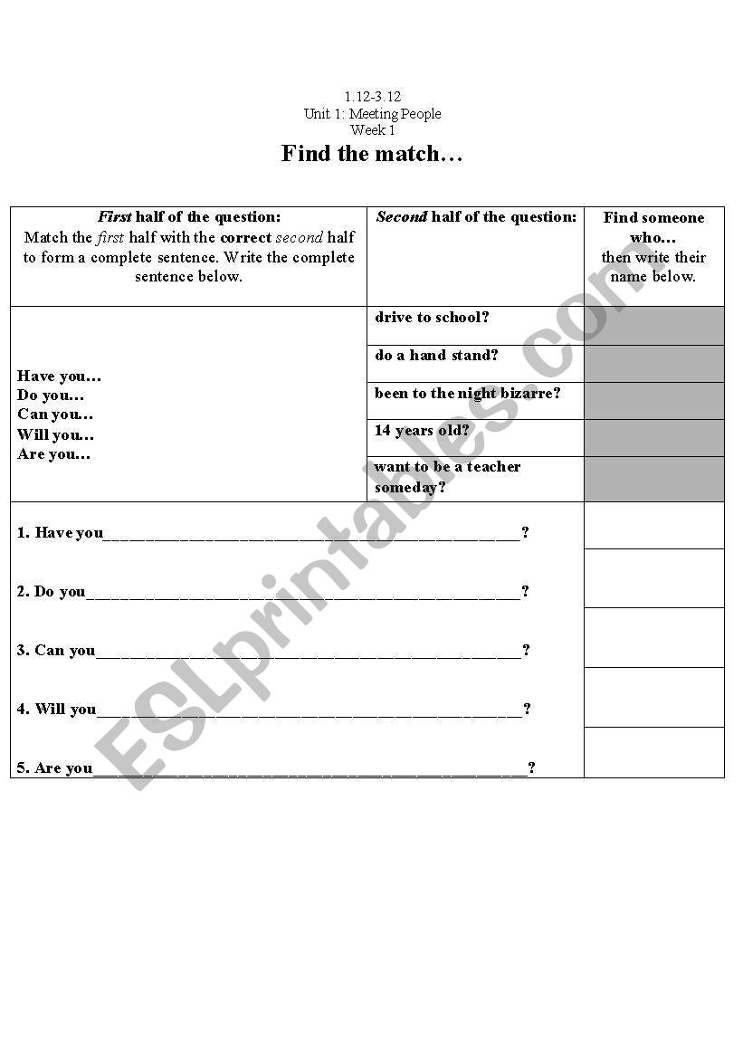 Find Somone Who.. worksheet