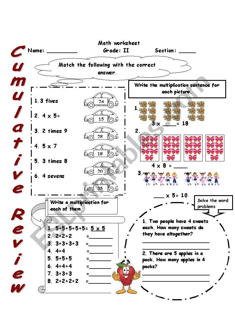 math review  worksheet