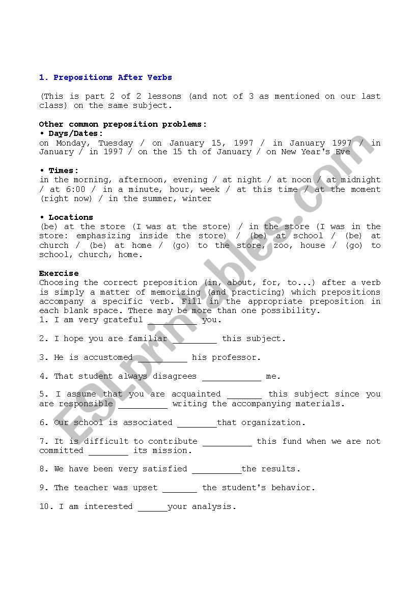 PREPOSITIONS worksheet