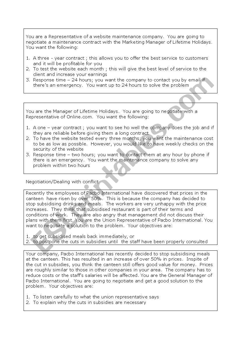 role play worksheet