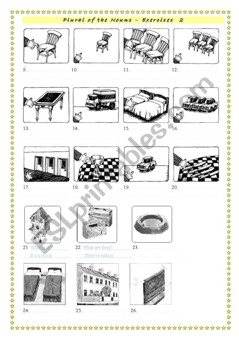 Plural of the nouns + demonstrative pronouns- Exercises part  2