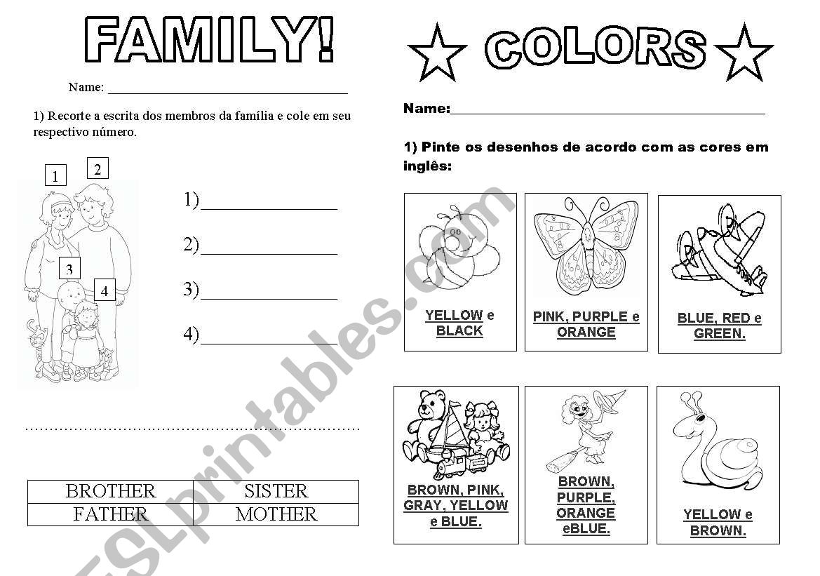 Family and colors worksheet