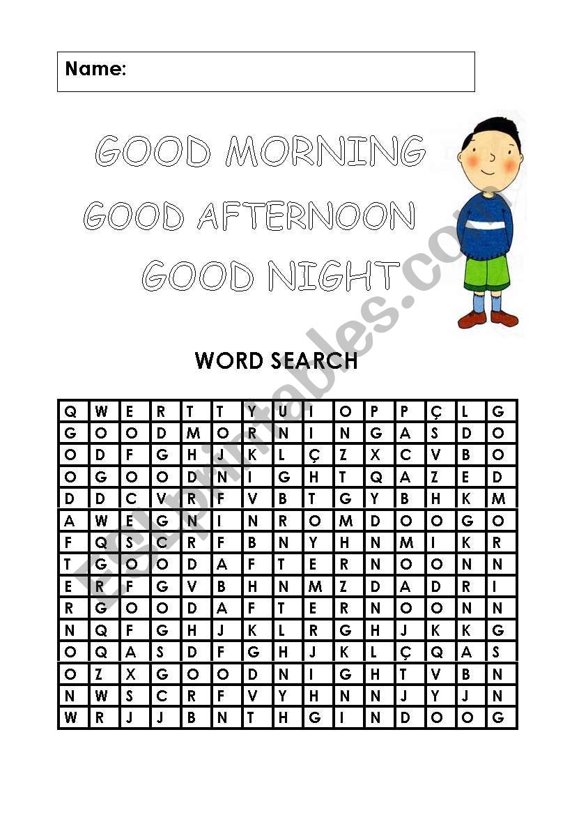 Greetings word search worksheet