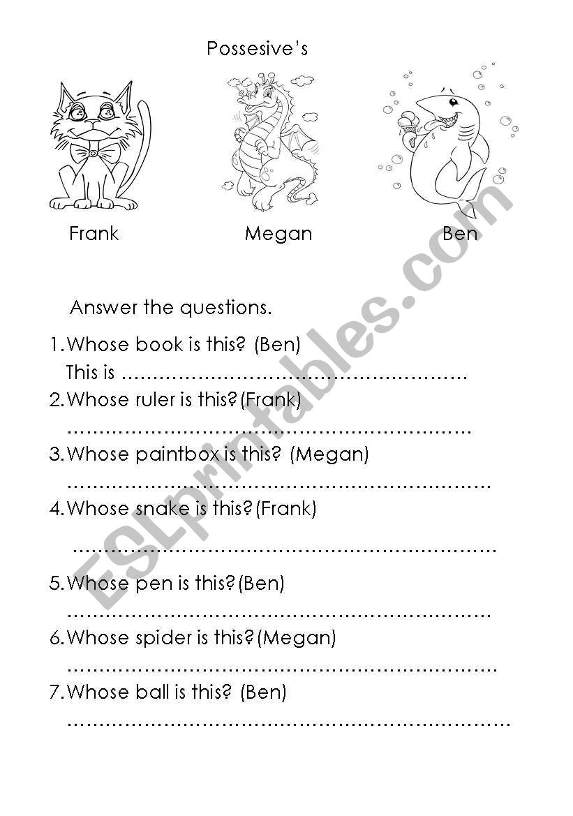 Possesives worksheet