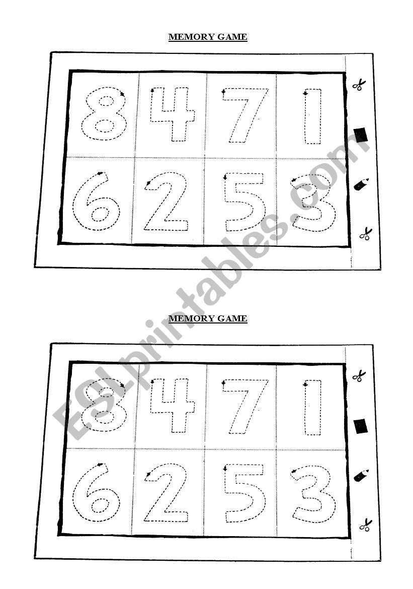 MEMORY GAME worksheet